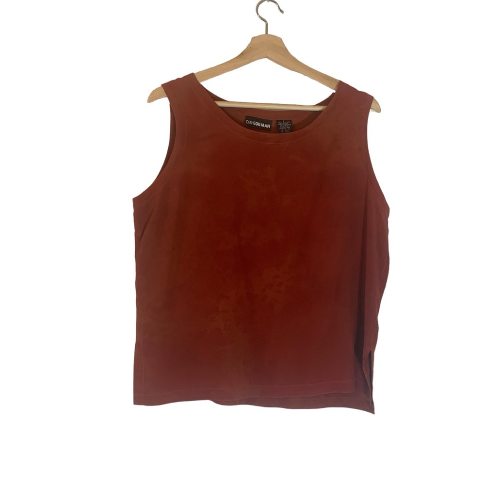 Diane Gilman Rust 100% Silk Tank Womens Size Large